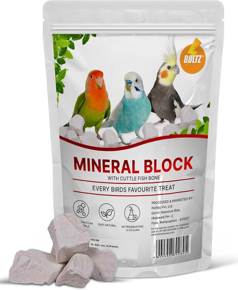 BOLTZ All Life Stages Natural Mineral Block with Cuttlefish Bone Chunks for Birds