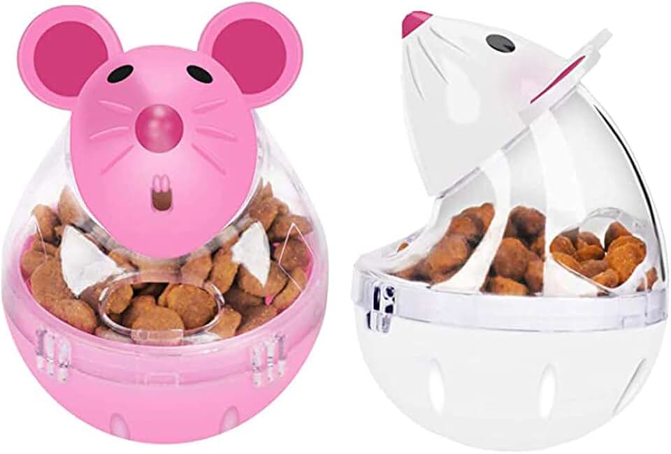 Fantasyon 2 Pcs Cat Treat Toy Feeder Toy, Cat Food Ball Pet Toy Cat Slow Feeder Ball for Interactive IQ Treat Training Toy